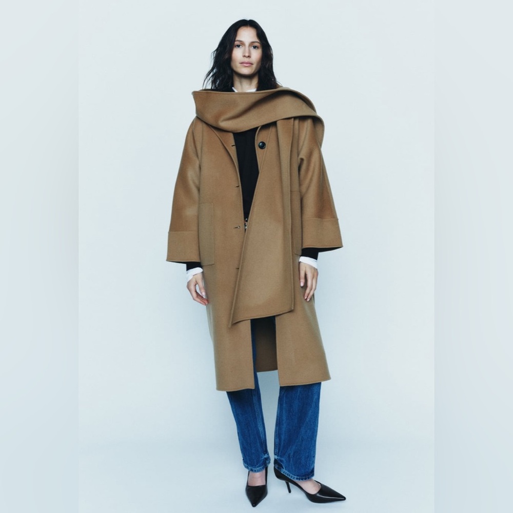 Zara Double Sided 100% Wool Coat ZW Collection 8491/240 XS-S